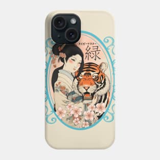 Japanese vintage circus tiger master woman lion tamer Phone Case