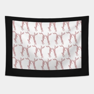 Boxing Hares - Soft Red Tapestry