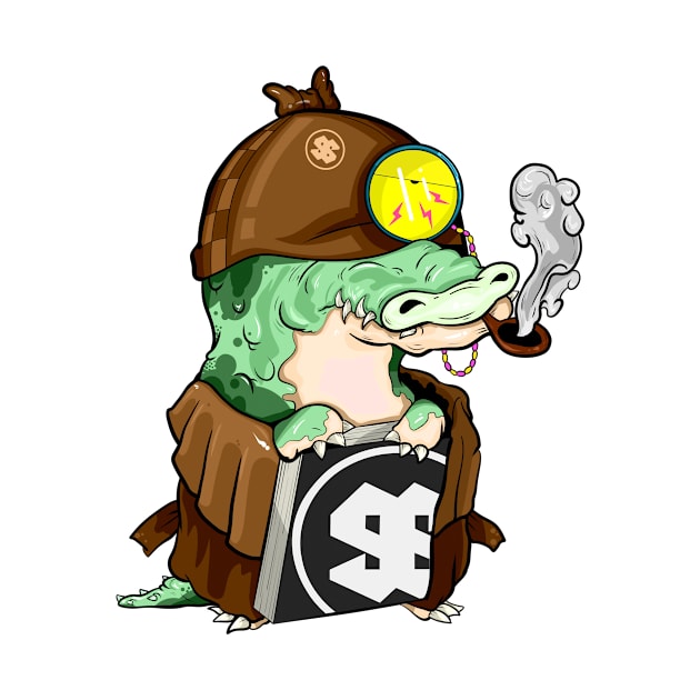 Cool alligator character smoking a cigar illustration by slluks_shop