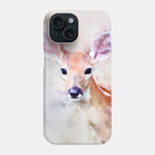 Dramabite Watercolor deer fawn roe elk bird artsy artistic painting wildlife Phone Case