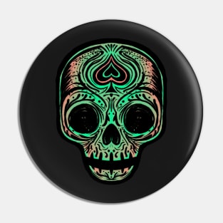 Sugar Skull - Salmon Green Pin