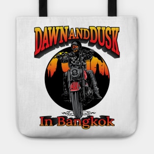 Dawn and Dusk in Bangkok,Thailand,yaksha biker illustration Tote