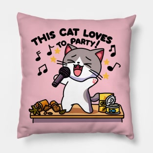 This Cat Loves to Party - Sober, light variant Pillow