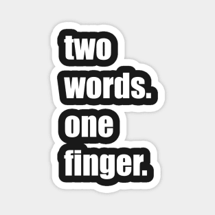 Funny, sarcastic, funny gift, best friends gift, two words, one finger, middle finger Magnet