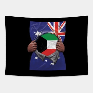 Kuwait Flag Australian Flag Ripped - Gift for Kuwaiti From Kuwait Tapestry