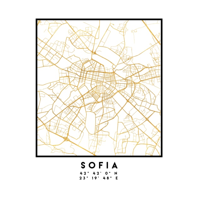 SOFIA BULGARIA CITY STREET MAP ART by deificusArt