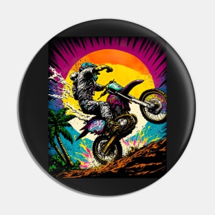 Dirt Bike With Orange Moon Pin