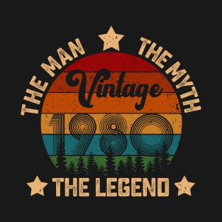 Father's Day Shirt Vintage 1980 The Men Myth Legend 40th Birthday Gift T-Shirt