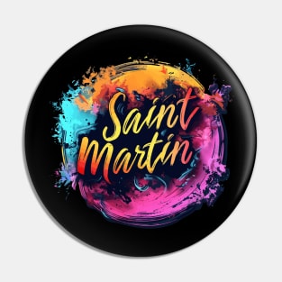 Saint Martin (with Yellow Lettering) Pin