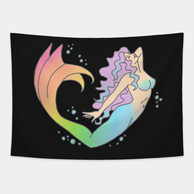 Mermaid rainbow feminist girly ariel tumblr ocean dolphin print Tapestry by bigkidult