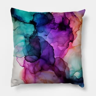 Rainbow Effect - Abstract Alcohol Ink Art Pillow