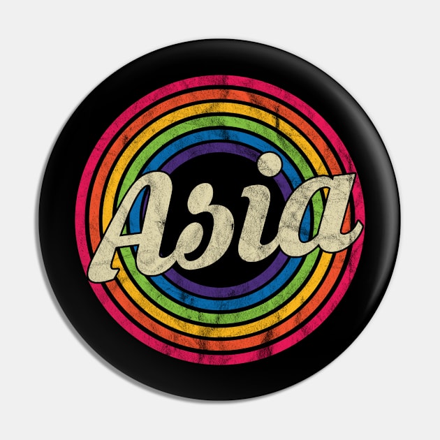 Asia - Retro Rainbow Faded-Style Pin by MaydenArt