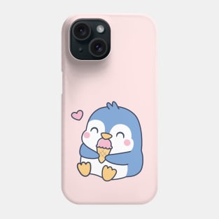 Cute Little Blue Penguin Loves Ice Cream Phone Case