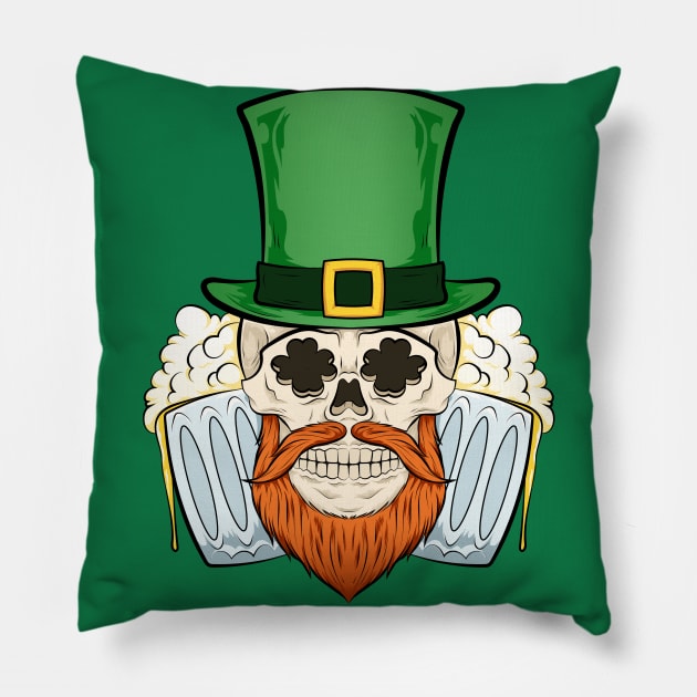 skull beer st patricks day of dead Pillow by the house of parodies