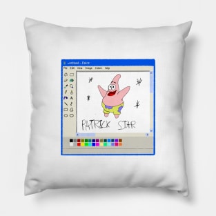 Patrick star ms paint drawing Pillow