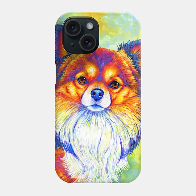 Small and Sassy Colorful Rainbow Chihuahua Dog Phone Case by rebeccawangart