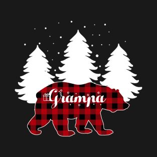 Buffalo Red Plaid Grampa Bear Matching Family Christmas T-Shirt