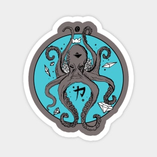 Blue Grey Crown Octopus Magnet