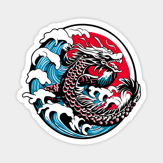 Japanese Wave Dragon Magnet by Widmore