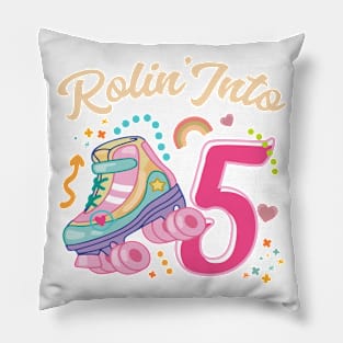 Roller Skate Groovy 5th Birthday Girls B-day Gift For Kids Girls toddlers Pillow