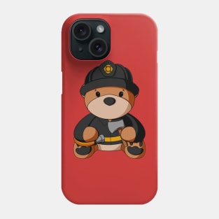 Black Uniform Fireman Teddy Bear Phone Case