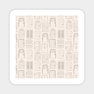 Seamless pattern. Collection of old door icon Magnet