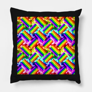 Rainbow Electric & Rainbow Rough Stripes Thatched Pillow