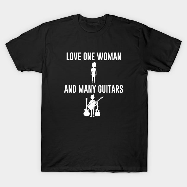 One Woman and Many Guitars - Guitars - T-Shirt | TeePublic