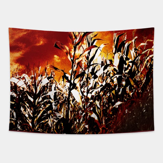 Fire in the corn field Tapestry by Gaspar Avila