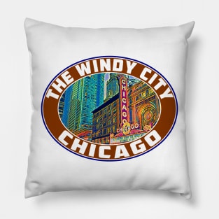 Chicago Illinois The Windy City Vintage Pillow