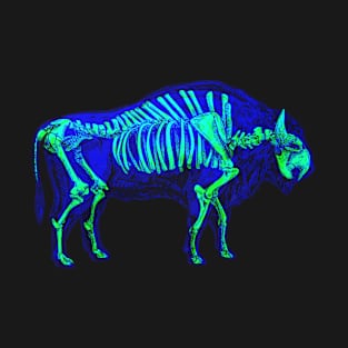 Bison Skeleton Interactive Green&Blue Filter T-Shirt By Red&Blue T-Shirt