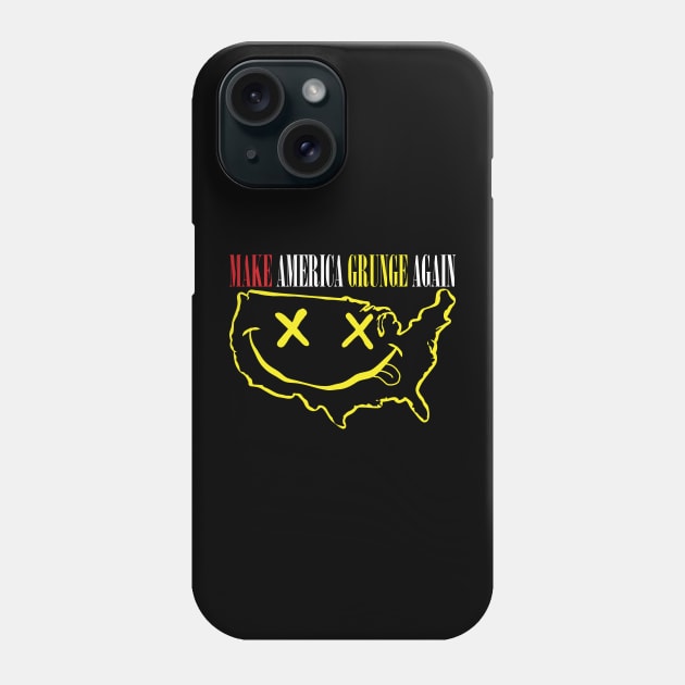 Grab Your Grunge Gear: Make America Grunge Again! Get the Epic USA "Happy" Face Design Now! Clear Text Version Phone Case by pelagio