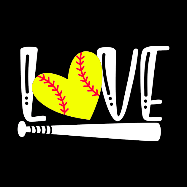 LOVE Softball T-Shirt Funny athlete Gift for Girls by Fowlerbg