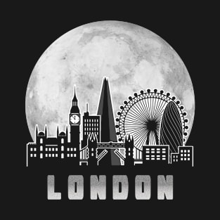 London United Kingdom Skyline Full Moon T-Shirt