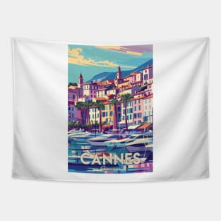 Cannes, France, Vintage Travel Poster Tapestry