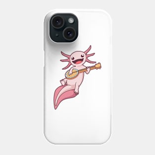 Cartoon axolotl plays banjo Phone Case