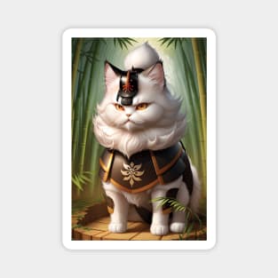 A cute white samurai persian cat Magnet