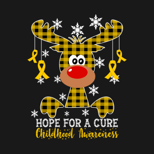 Reindeer Hope For A Cure Childhood  Awareness Christmas T-Shirt