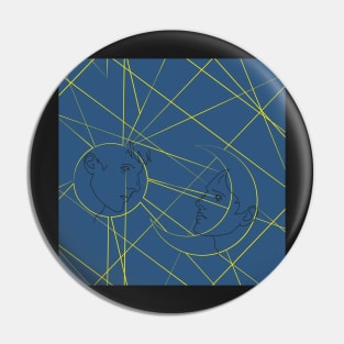 sun and moon - dark blue Pin