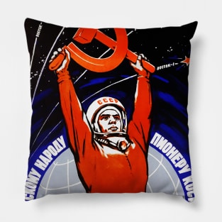 Long Live The Soviet People - Soviet Space Propaganda Pillow