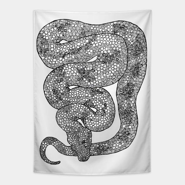 Mosaic Black and White Python Tapestry by Art of V. Cook