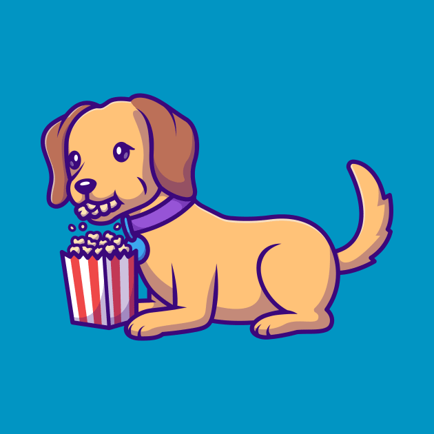 Cute Dog Eating Popcorn Cartoon by Catalyst Labs