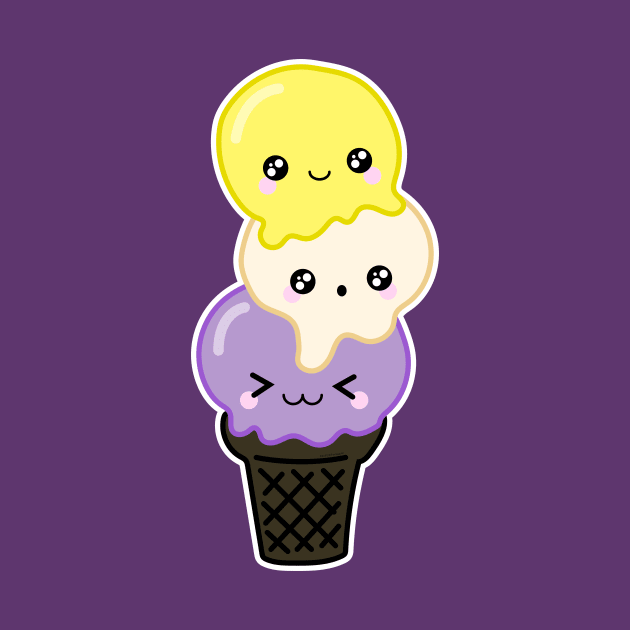 Kawaii LGBTQ Nonbinary Pride Ice Cream Cone by FatCatSwagger