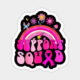 Groovy Rainbow Support Squad Pink Breast Cancer Awareness Magnet