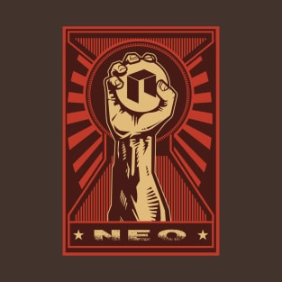 NEO COIN: Propaganda style triumphant fist clutching a Neo coin T-Shirt