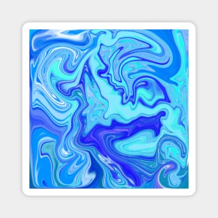 Blue Ocean Waves Marbleized Pattern Magnet