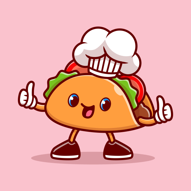 Cute Taco Chef Wearing Cap Cartoon by Catalyst Labs