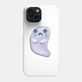 Hand Painted Halloween Kawaii Ghost Pattern on Violet Phone Case