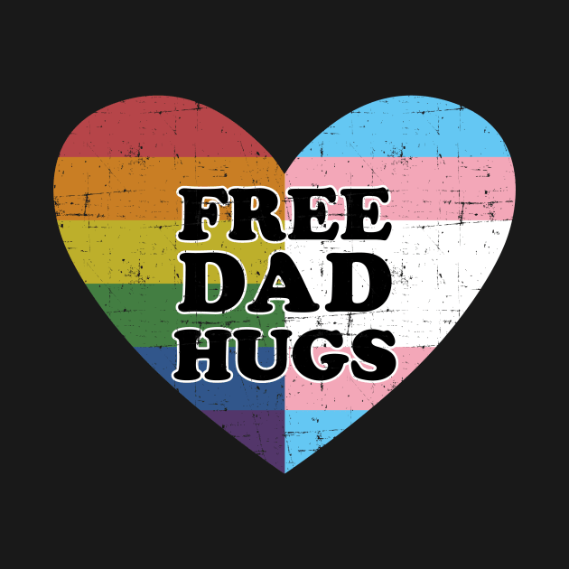 Free dad hugs with rainbow and transgender flag heart by Designzz