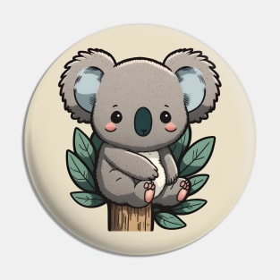 Baby koala sitting on an Eucalyptus waiting for its mom Pin